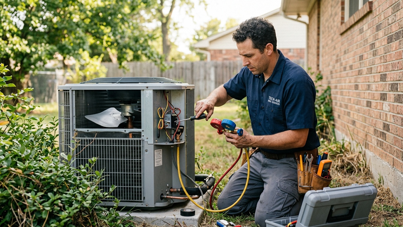 Home thermostat and air conditioner settings being adjusted to lower AC bill without turning it off
